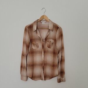 Passport Tan Plaid Button-Down Shirt